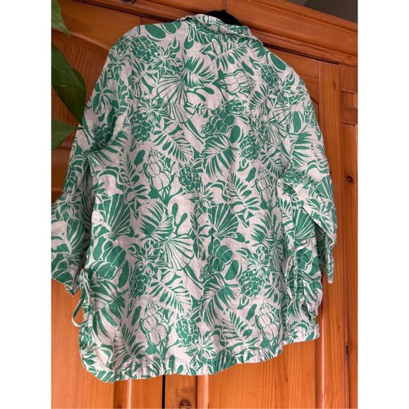 Nicole Miller Tropical 100% Linen Pul Over Top 3/4 slve Tunic Top Blouse SZ 1X - Picture 5 of 9